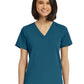 Women's Fitted One-Pocket V-Neck Top - SJ101 - Caribbean