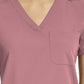 Women's Fitted One-Pocket V-Neck Top - SJ101 - Dusty Rose
