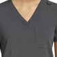 Women's Fitted One-Pocket V-Neck Top - SJ101 - Heather Grey