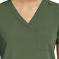Women's Fitted One-Pocket V-Neck Top - SJ101 - Olive