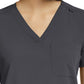 Women's Fitted One-Pocket V-Neck Top - SJ101 - Pewter