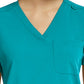 Women's Fitted One-Pocket V-Neck Top - SJ101 - Teal