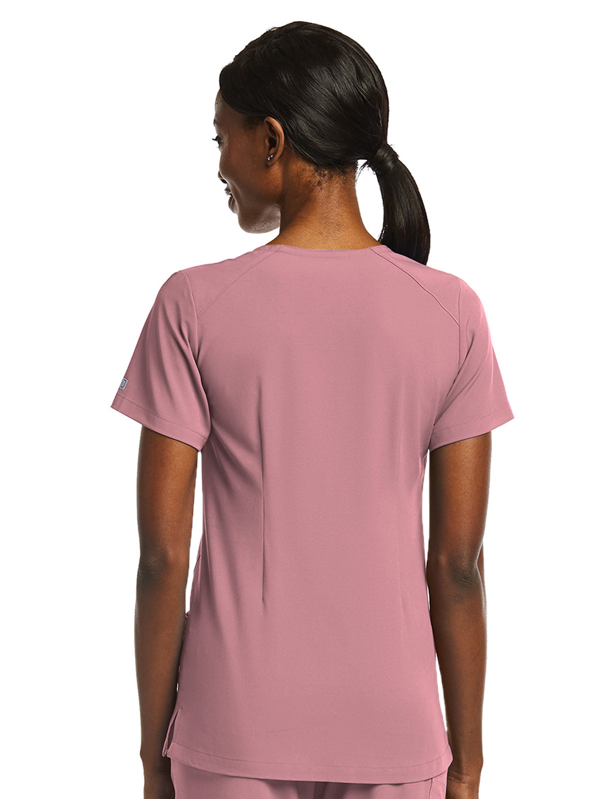 Women's Fitted Two-Pocket V-Neck Top - SJ102 - Dusty Rose