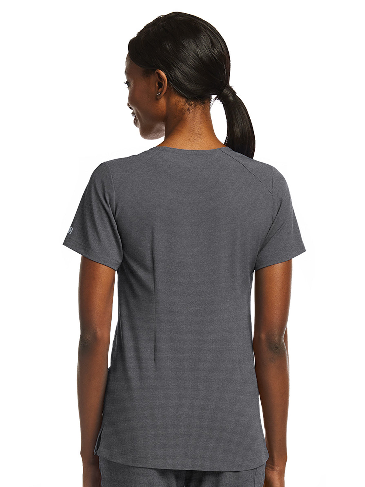 Women's Fitted Two-Pocket V-Neck Top - SJ102 - Heather Grey