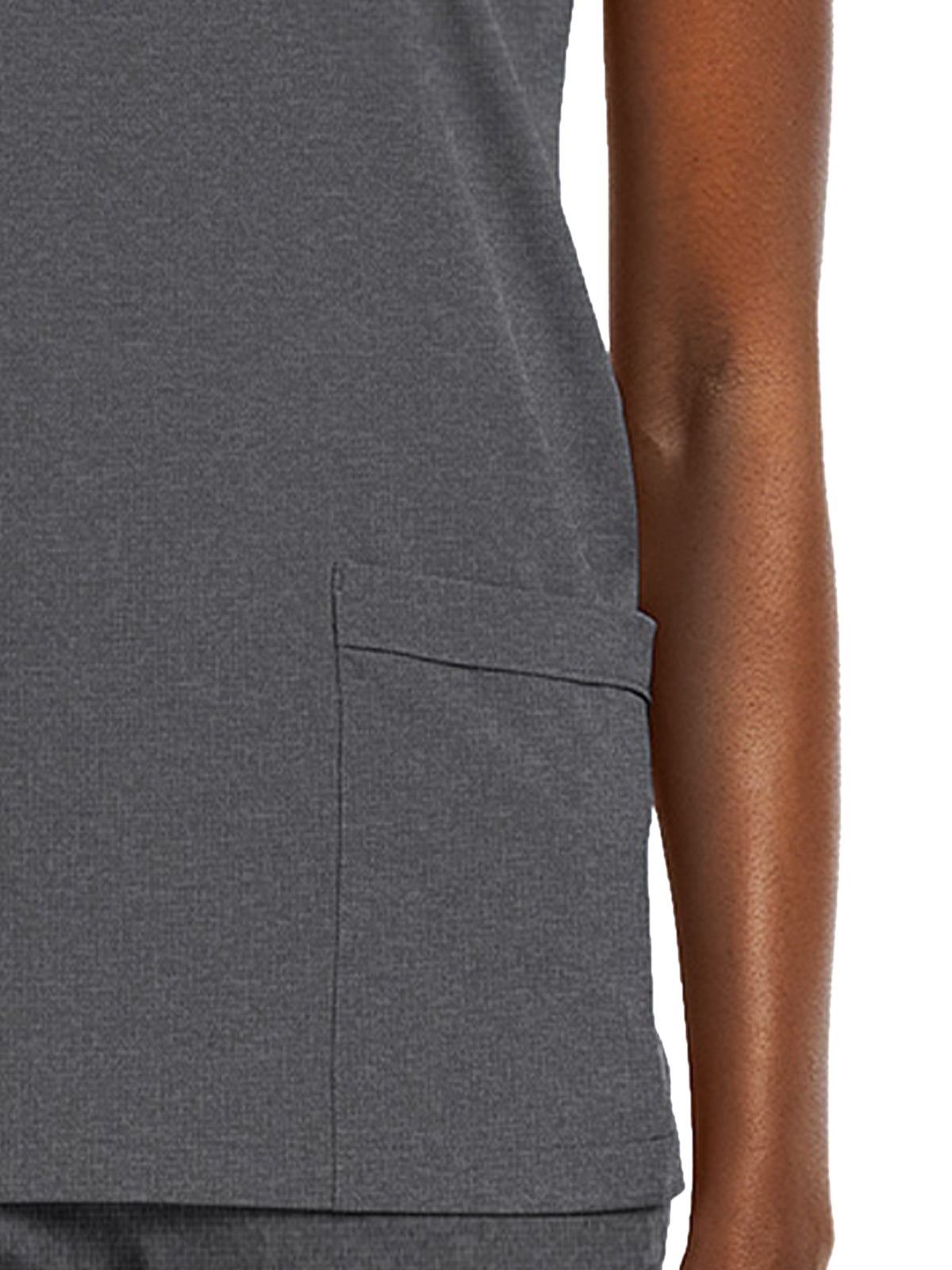 Women's Fitted Two-Pocket V-Neck Top - SJ102 - Heather Grey