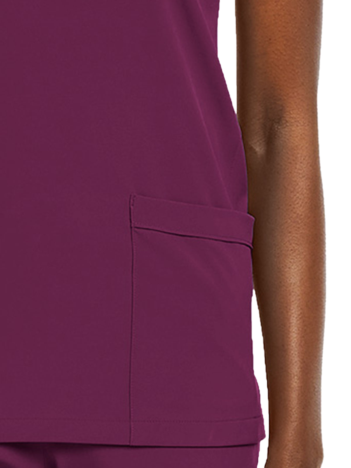 Women's Fitted Two-Pocket V-Neck Top - SJ102 - Wine