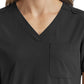 Women's Fitted Six-Pocket V-Neck Top - SJ103 - Black