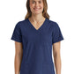 Women's Fitted Six-Pocket V-Neck Top - SJ103 - Navy