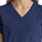 Women's Fitted Six-Pocket V-Neck Top - SJ103 - Navy