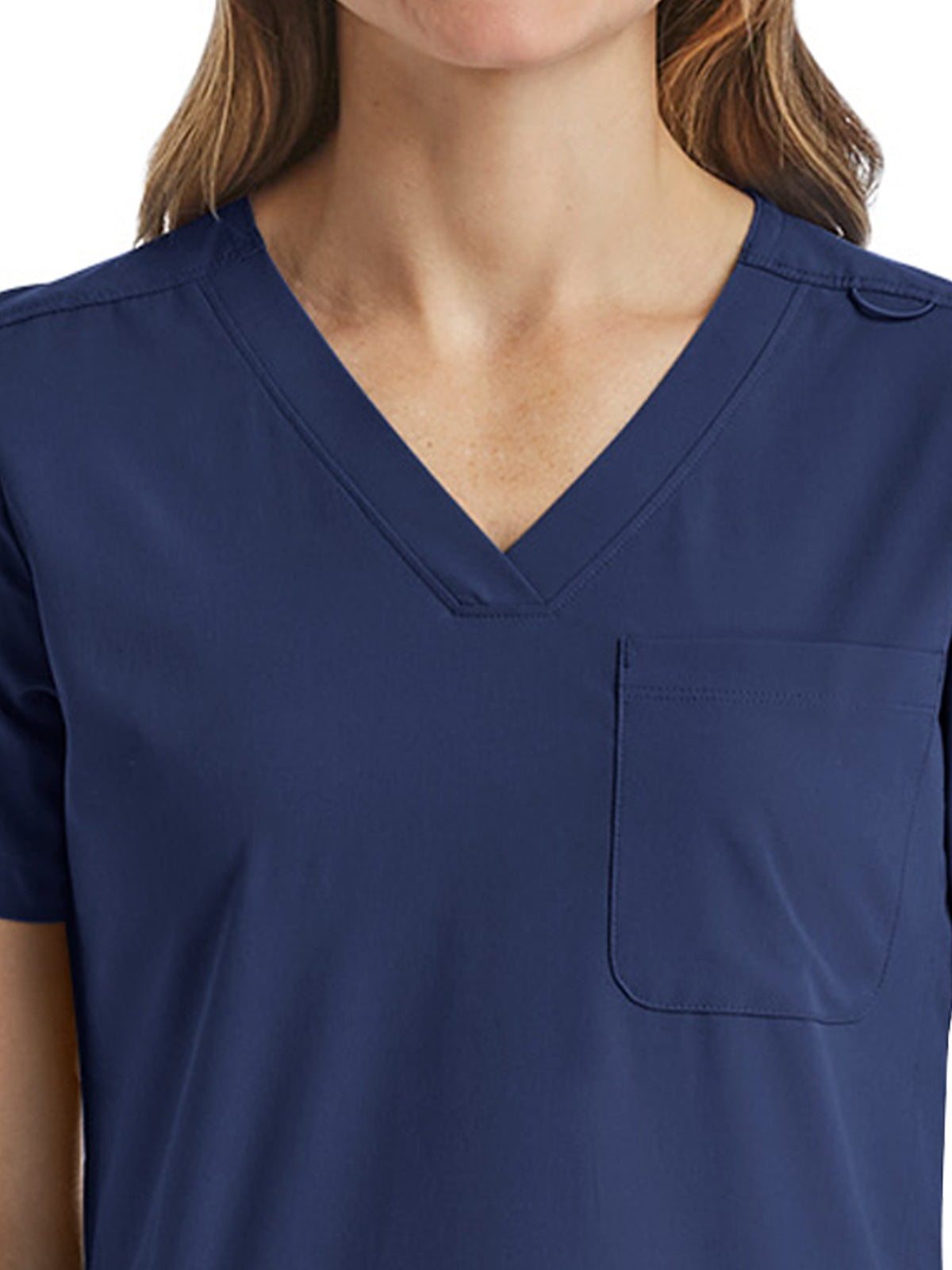 Women's Fitted Six-Pocket V-Neck Top - SJ103 - Navy