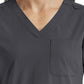 Women's Fitted Six-Pocket V-Neck Top - SJ103 - Pewter