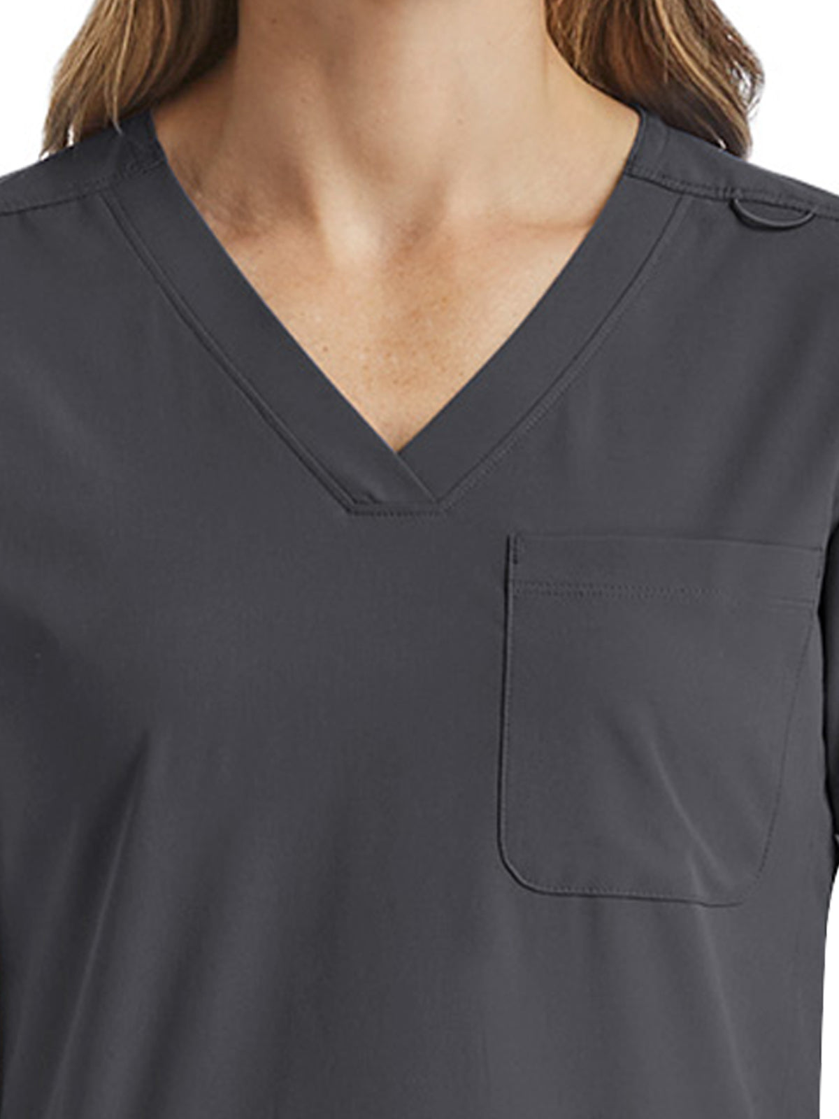 Women's Fitted Six-Pocket V-Neck Top - SJ103 - Pewter