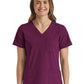 Women's Fitted Six-Pocket V-Neck Top - SJ103 - Wine