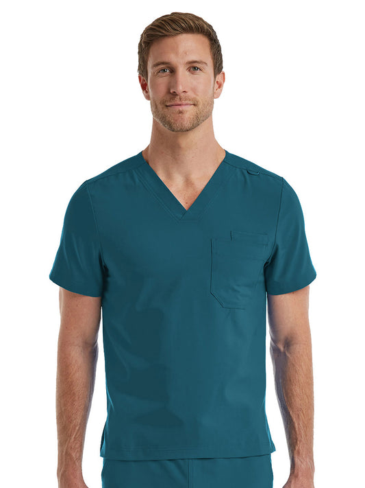 Unisex One-Pocket V-Neck Top - SJ501 - Caribbean