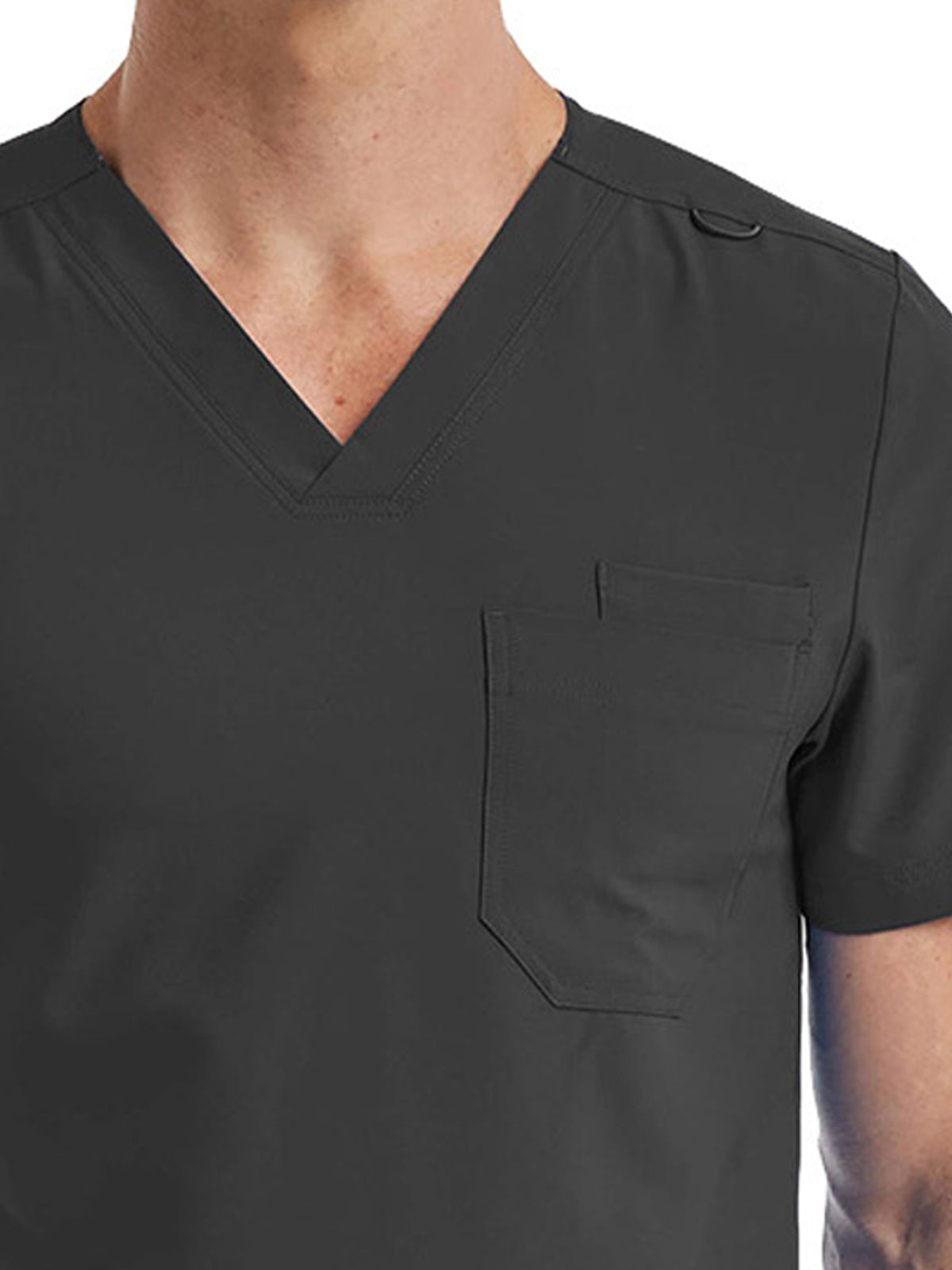 Unisex One-Pocket V-Neck Top - SJ501 - Pewter