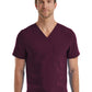 Unisex One-Pocket V-Neck Top - SJ501 - Wine