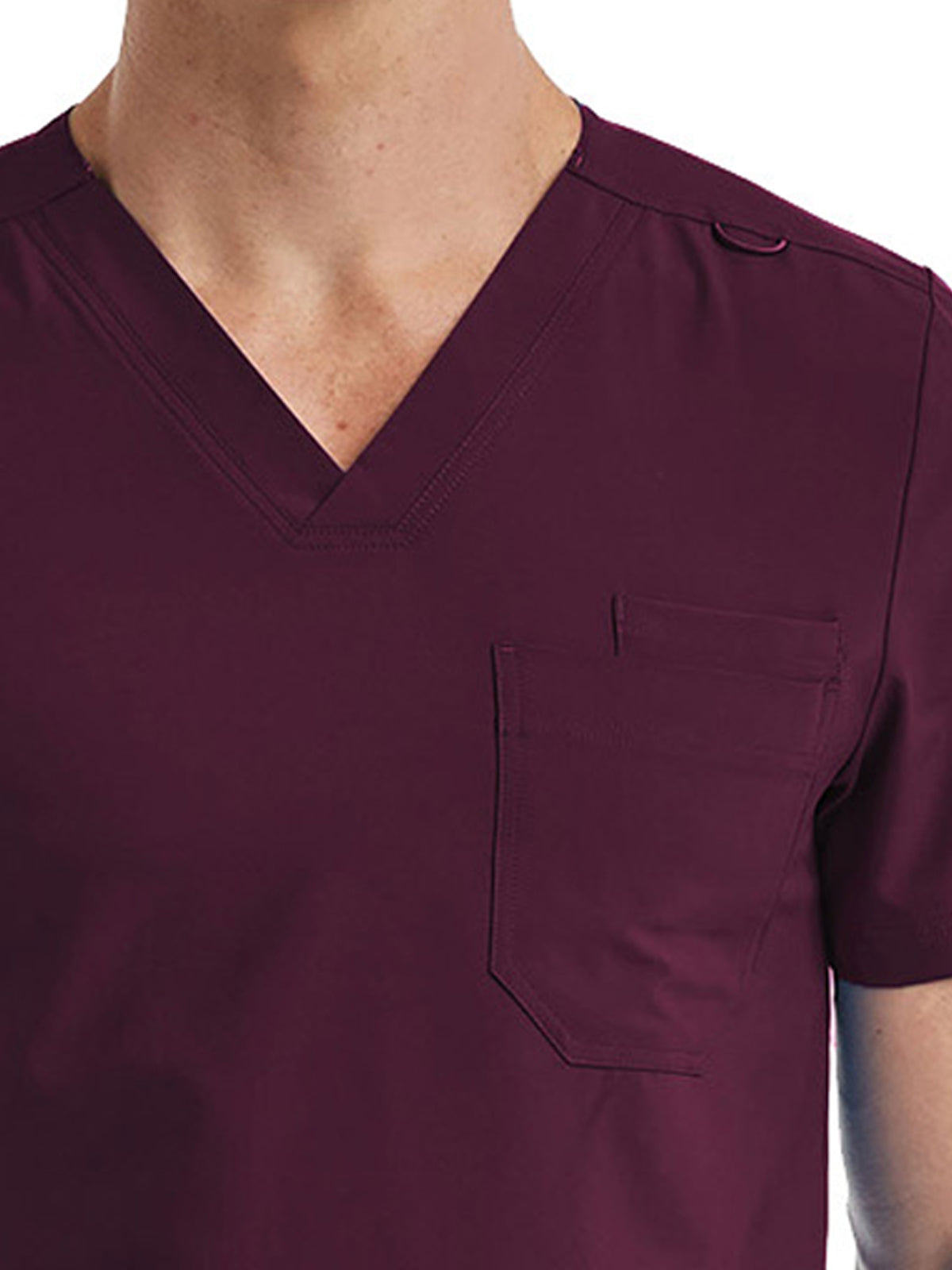 Unisex One-Pocket V-Neck Top - SJ501 - Wine