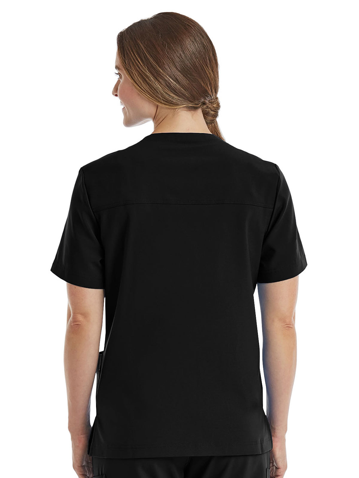 Unisex Three-Pocket V-Neck Top - SJ503 - Black