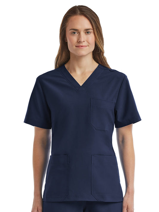 Unisex Three-Pocket V-Neck Top - SJ503 - Navy