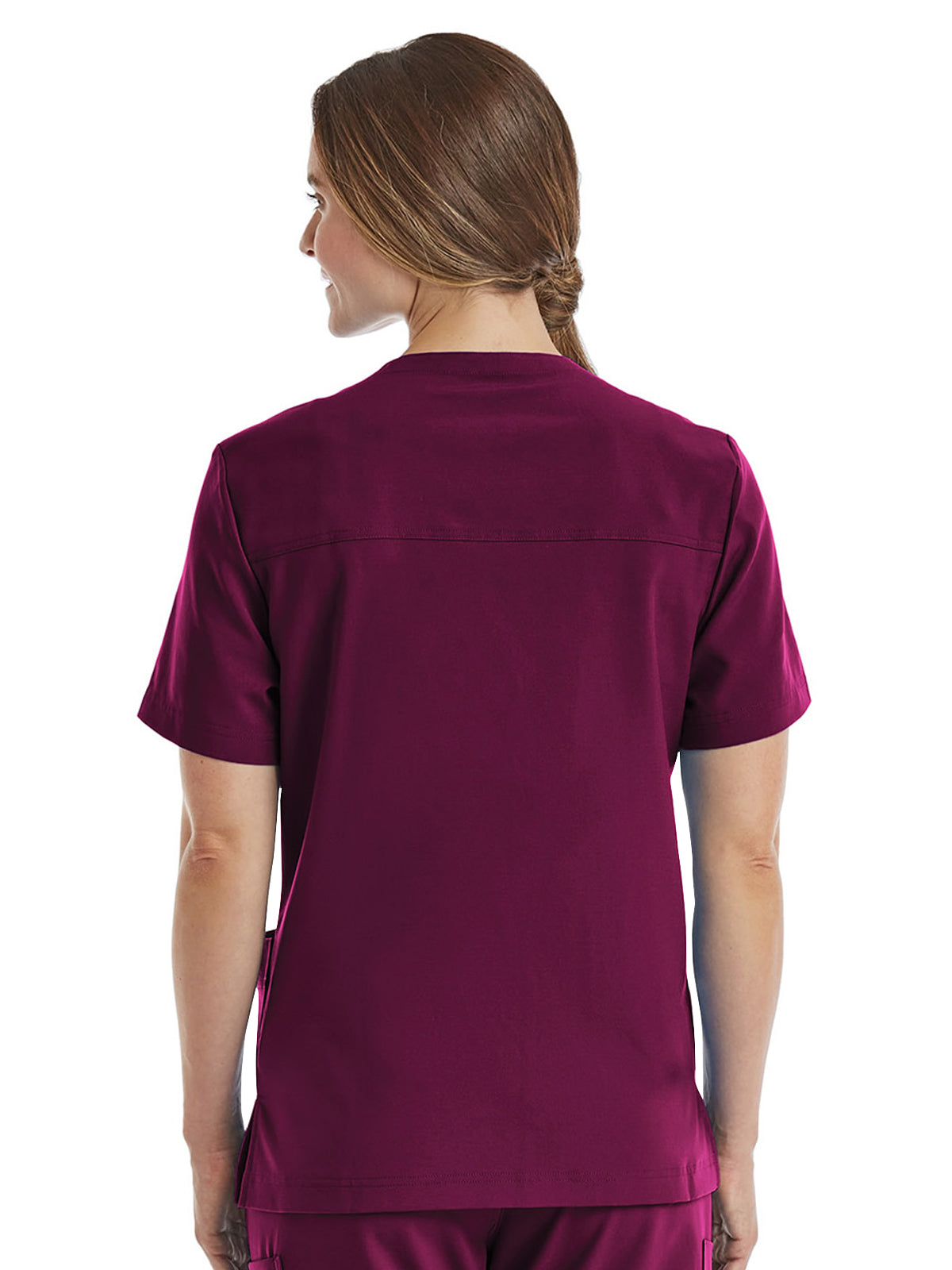 Unisex Three-Pocket V-Neck Top - SJ503 - Wine