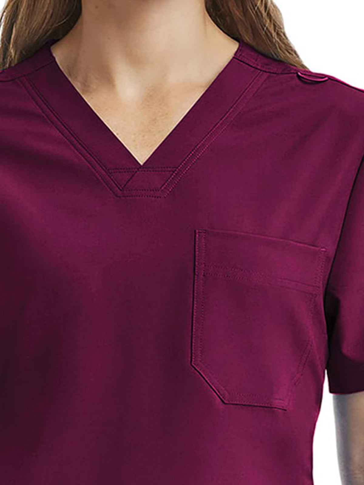 Unisex Three-Pocket V-Neck Top - SJ503 - Wine