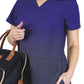 Women's Two-Pocket V-Neck Print Top - SJP1 - Purple Fog