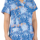 Women's Two-Pocket V-Neck Print Top - SJP1 - Popping Orange