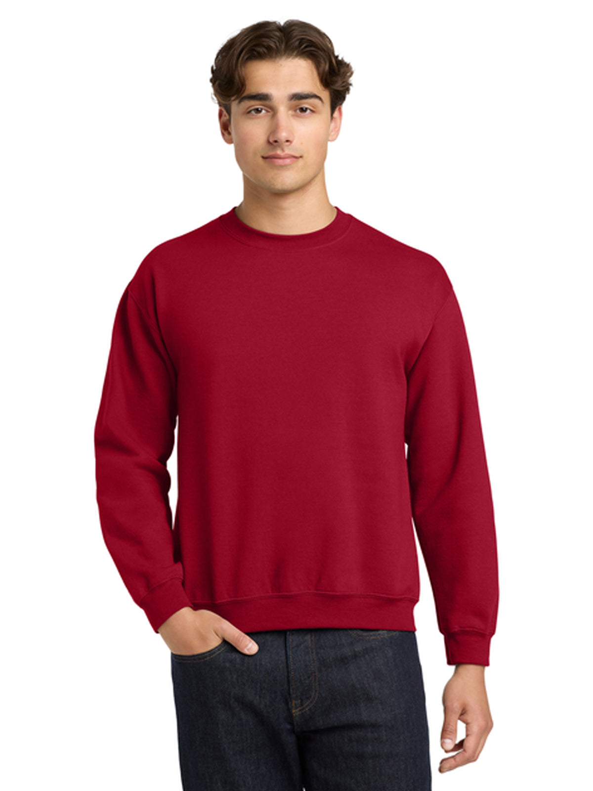 Men's Pocketless Crewneck Sweatshirt - 18000 - Cardinal Red
