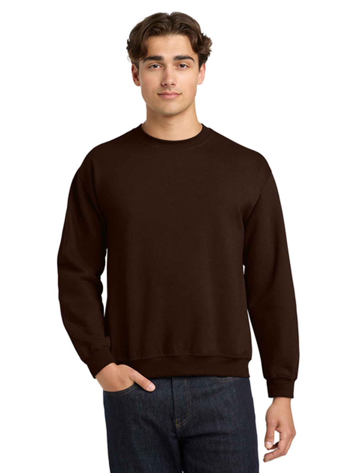 Men's Pocketless Crewneck Sweatshirt - 18000 - Dark Chocolate