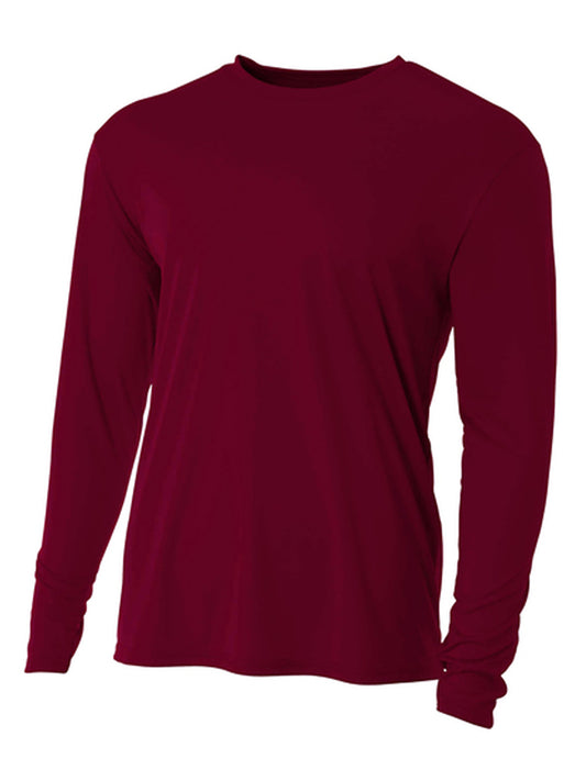 Men's Pocketless Cooling Performance Long Sleeve Tee - A4N3165 - Maroon