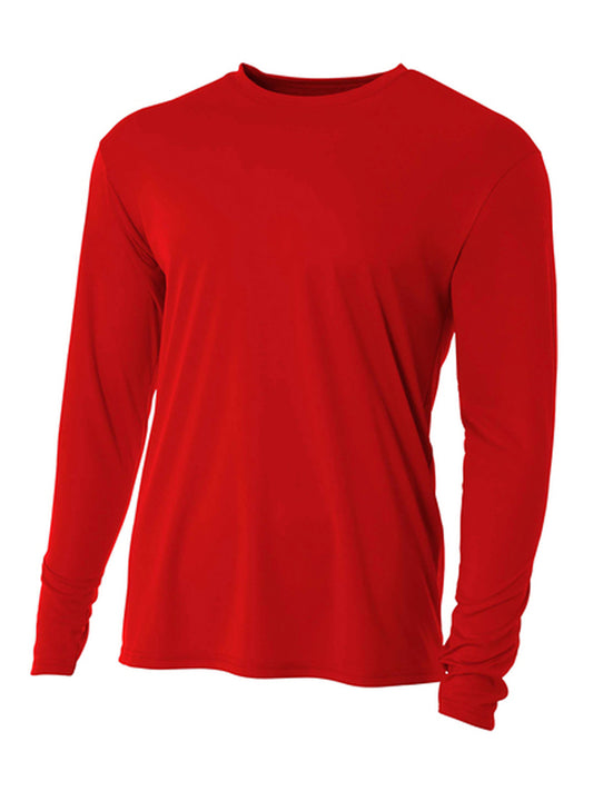Men's Pocketless Cooling Performance Long Sleeve Tee - A4N3165 - Scarlet