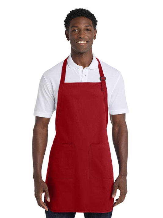 Unisex 2-Pocket Full-Length Apron - A500 - Red