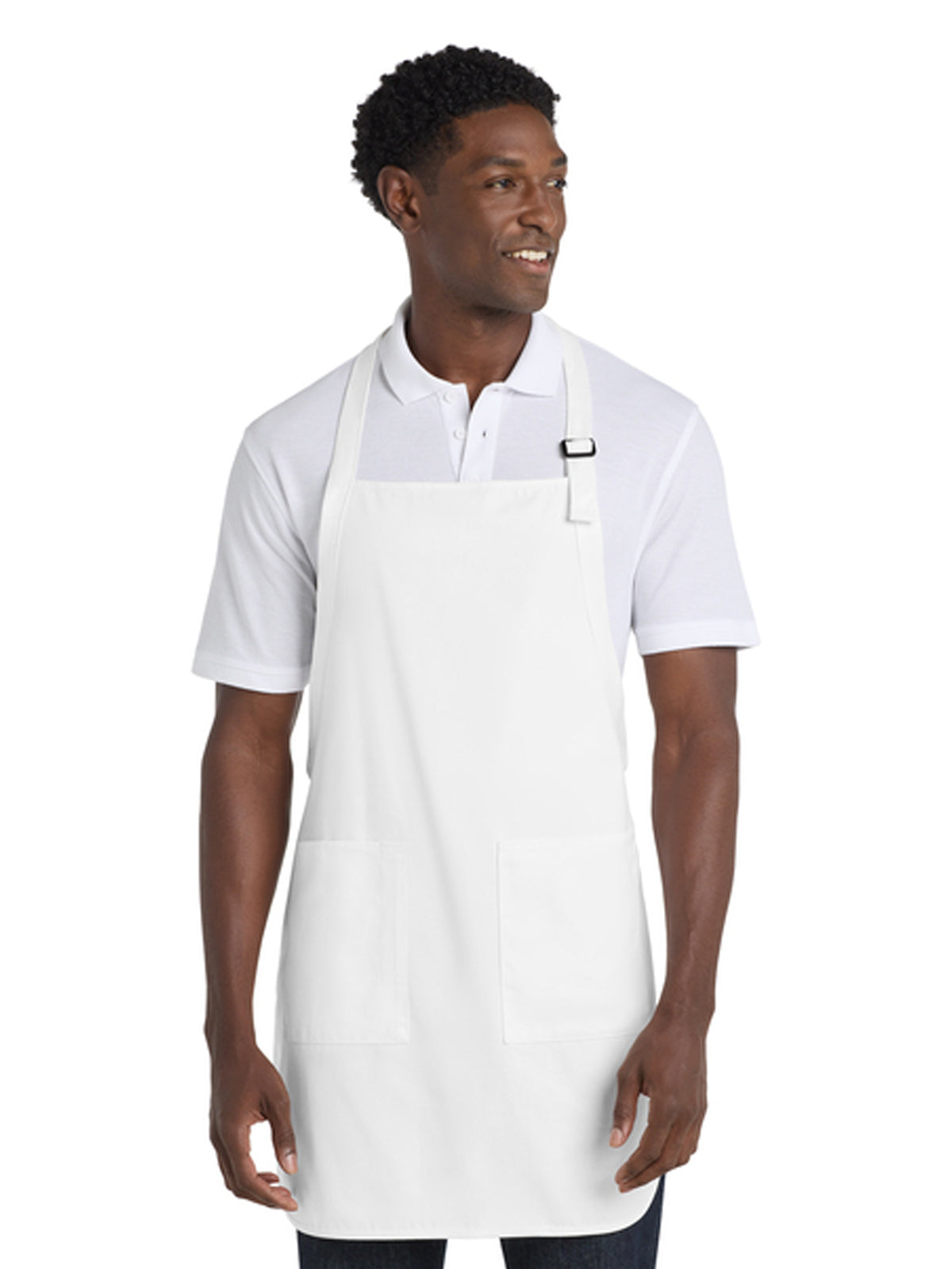 Unisex 2-Pocket Full-Length Apron - A500 - White