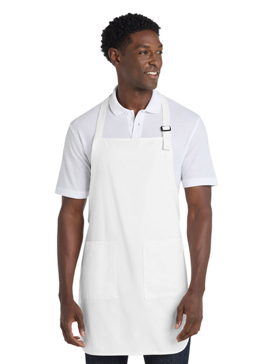 Unisex 2-Pocket Full-Length Apron - A500 - White