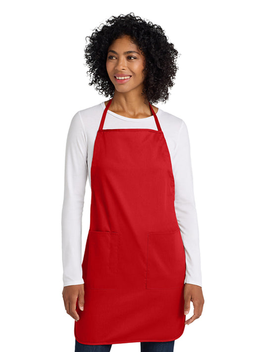 Women's Three-Pocket Full-Length Apron - A520 - Red