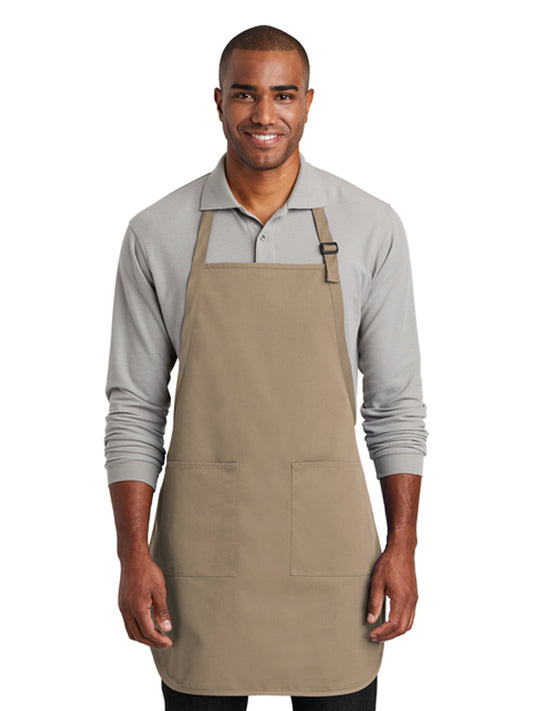 Unisex 2-Pocket Full-Length Bib Apron - A600 - Khaki