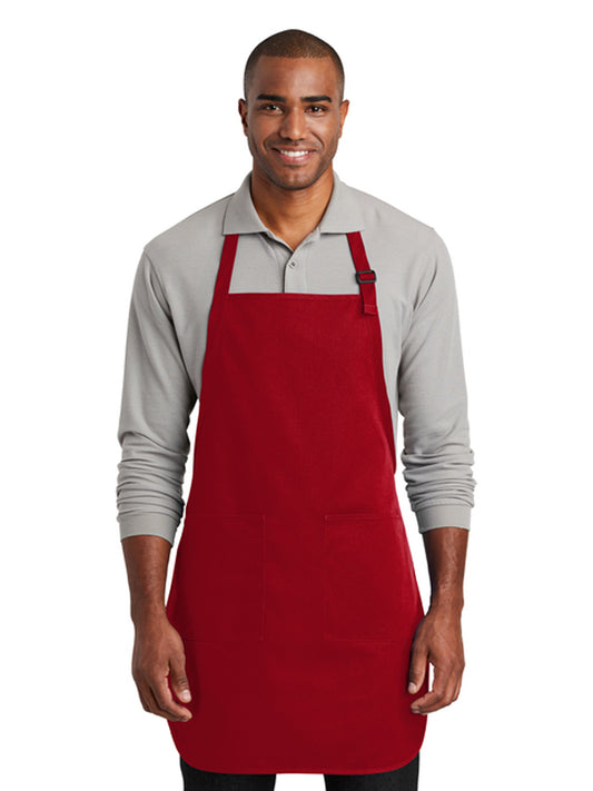 Unisex 2-Pocket Full-Length Bib Apron - A600 - Red
