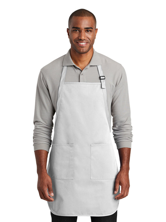 Unisex 2-Pocket Full-Length Bib Apron - A600 - White