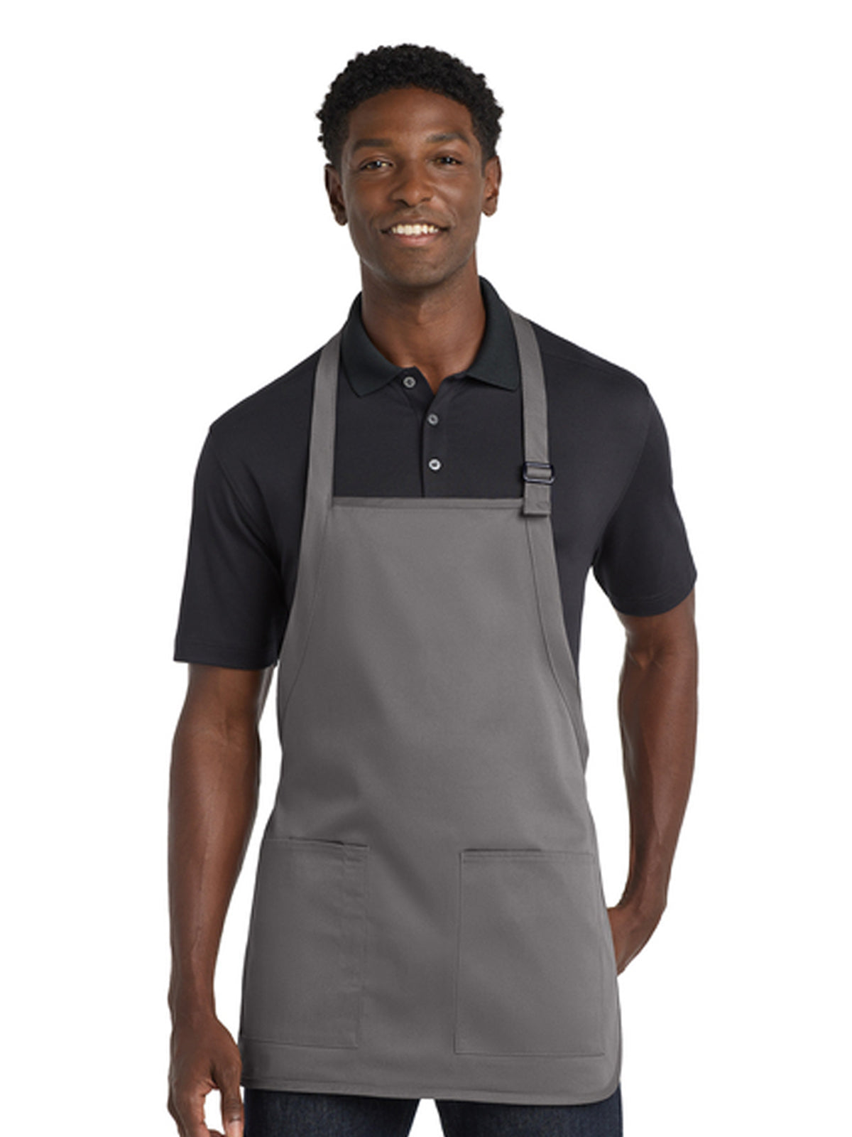 Unisex 2-Pocket Medium-Length Bib Apron - A601 - Charcoal