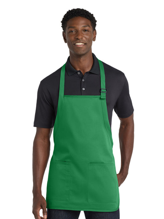 Unisex 2-Pocket Medium-Length Bib Apron - A601 - Kelly Green