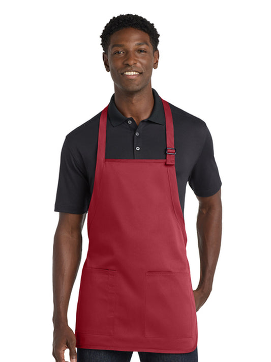 Unisex 2-Pocket Medium-Length Bib Apron - A601 - Red