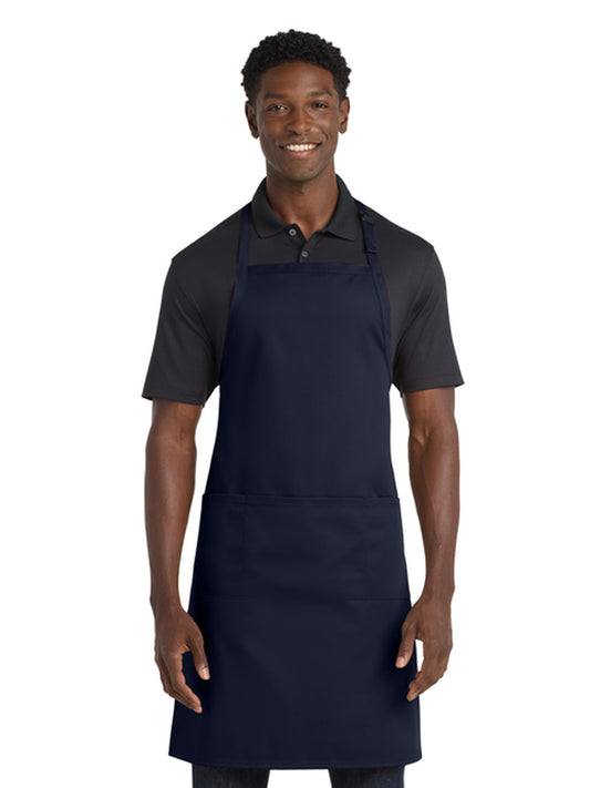 Men's Three-Pocket Easy Care with Stain Release Extra Long Bib Apron  - A700 - Navy