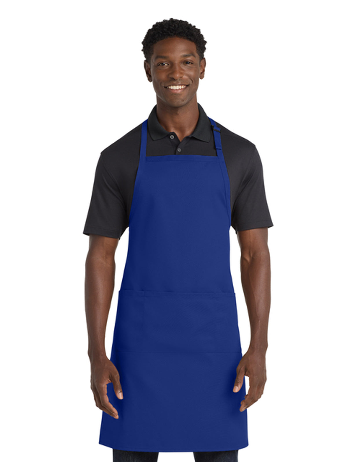 Men's Three-Pocket Easy Care with Stain Release Extra Long Bib Apron  - A700 - Royal