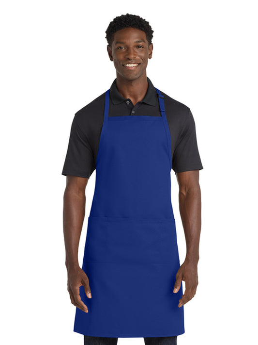 Men's Three-Pocket Easy Care with Stain Release Extra Long Bib Apron  - A700 - Royal