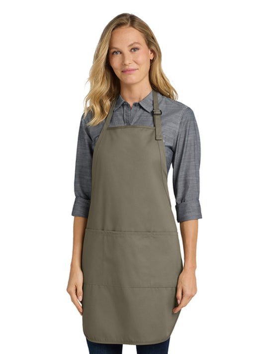 Women's Three-Pocket Easy Care with Stain Release Full Length Apron - A703 - Khaki