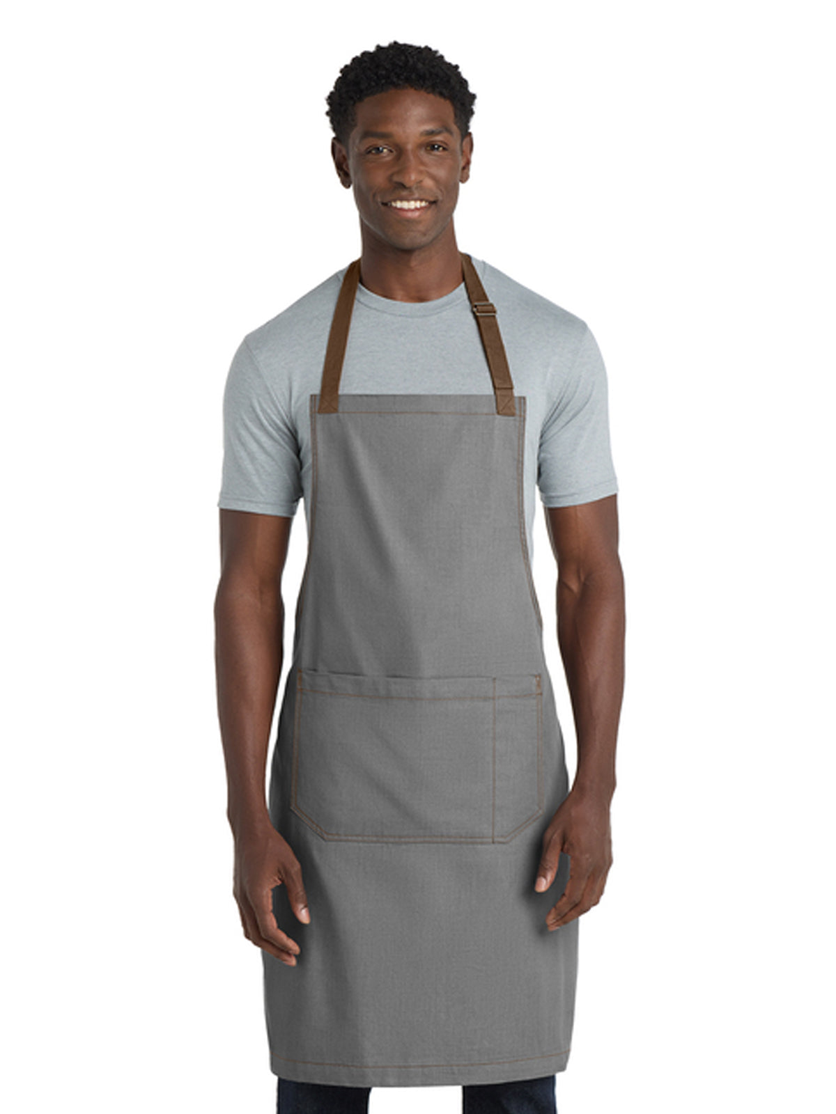 Unisex 2-Pocket Market Full-Length Bib Apron - A800 - Ash Grey