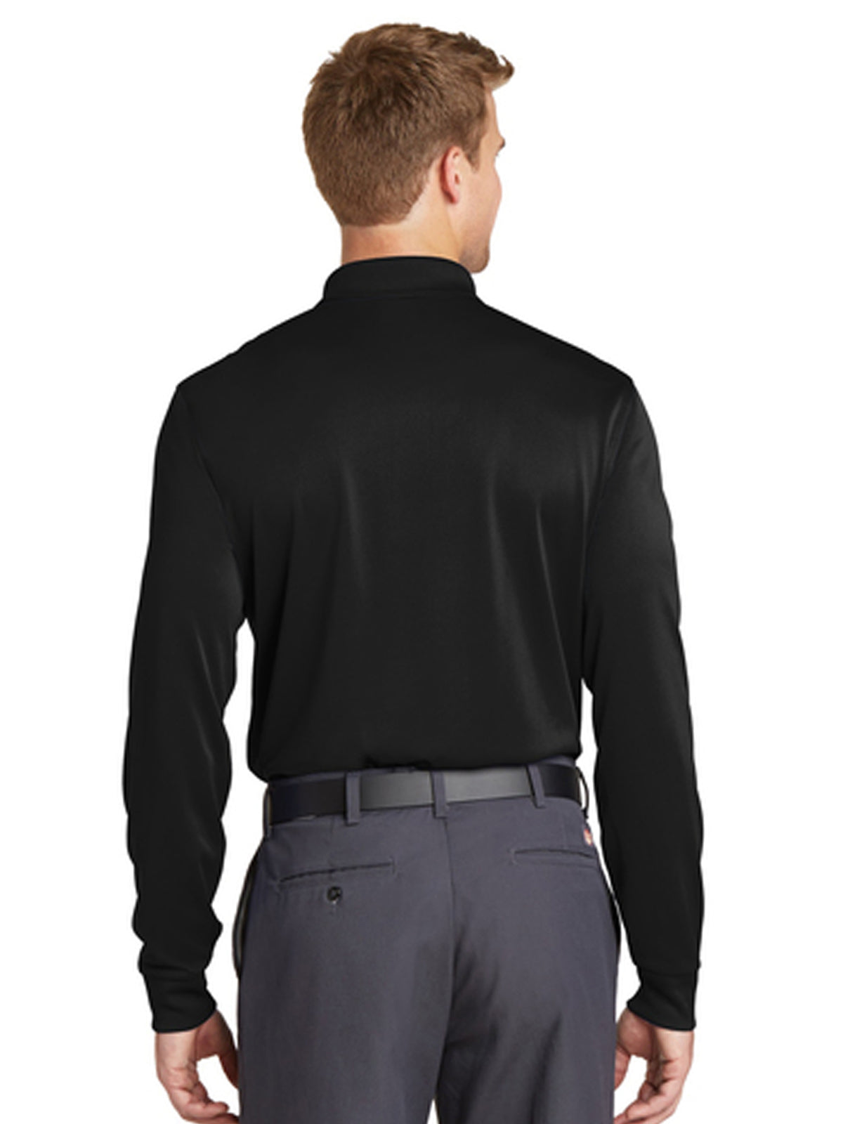 Men's Pocketless Long Sleeve Polo - CS412LS - Black