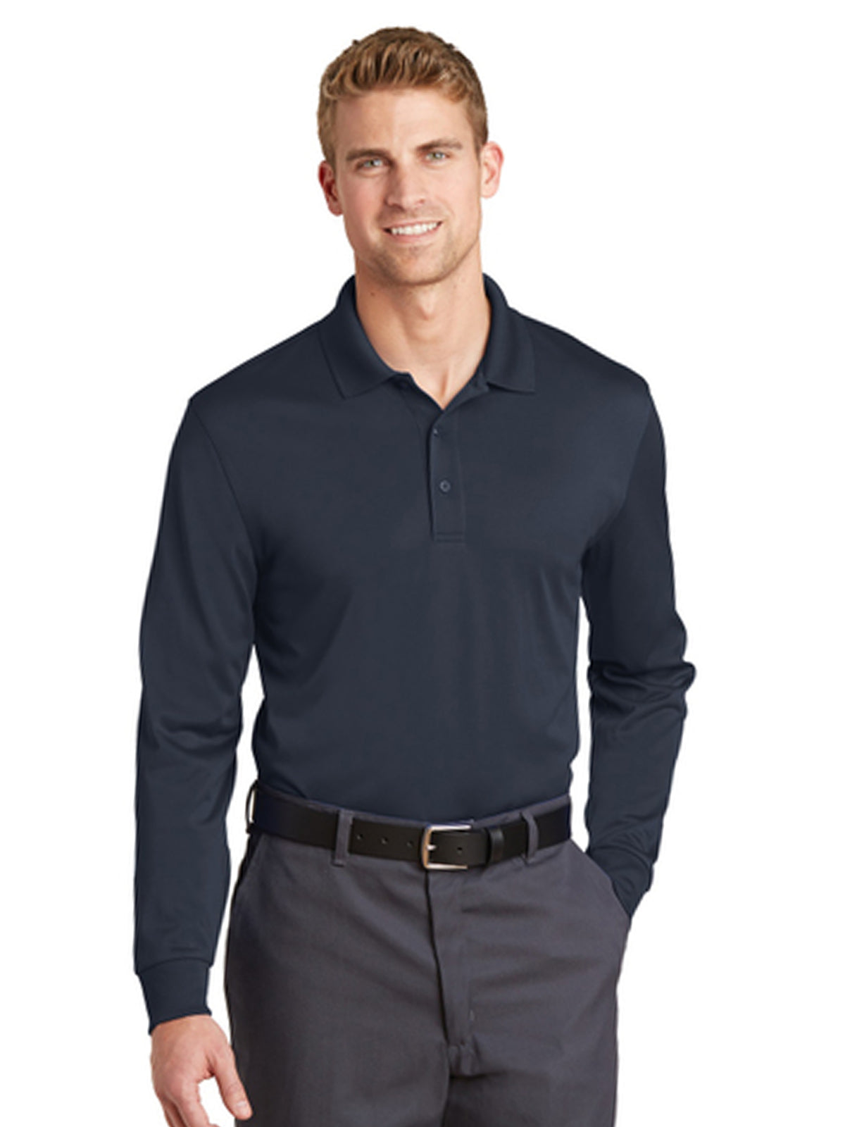 Men's Pocketless Long Sleeve Polo - CS412LS - Dark Navy