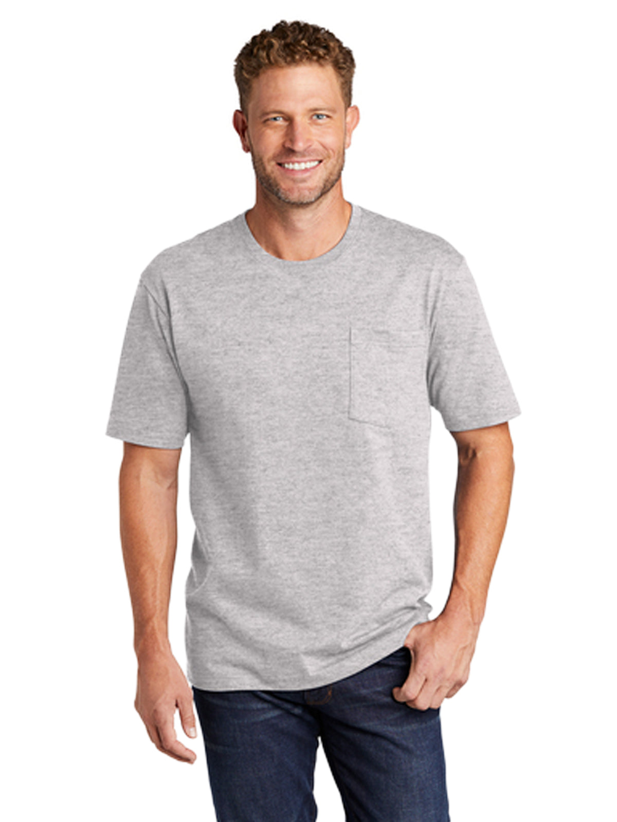 Men's 1-Pocket Workwear Tee - CS430 - Heather Grey