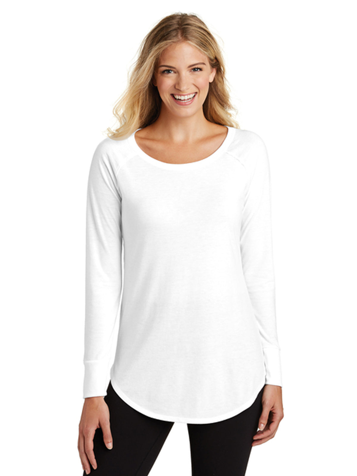 Women’s Perfect Tri Long Sleeve Tunic Tee - DT132L - White